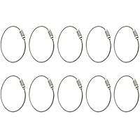 AKORD 10pcs Stainless Steel Wire Keychain Cable Keyring Twist Barrel, Metal, Silver, 15 x 4.8 x 1 cm