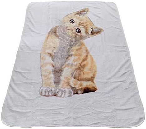 CAT KITTEN ORAGNGE CREAM FLEECE THROW BLANKET 150 X 200CM - 1.3KILO