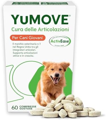 YuMOVE Integratore Articolazioni Cane Giovani Fino a 5 Anni - 60 Compresse - In Attesa di Brevetto Cozza Verde ActivEase - Joint Care Cani Articolazioni con Glucosamina, Condroitina Cani In Crescita
