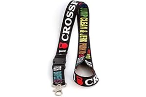 TARJA 73 CuelgaIlaves de cuello con el mensaje - I LOVE CROSSFIT- Lanyard con llavero extraíble, estilo deportivo - Porta Credenciales