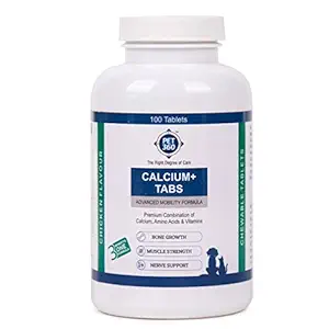 PET360 Calcium+ TABS with BCAAs | Bone Growth, Muscle Strength & Nerve Support | Chewable Tablets with Chicken Flavor for Dogs & Cats (100 Tablets)