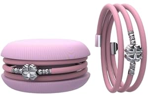 TOO LATE Macaron TOOLATE Bracciale Charm Macaron Donna in Caucciù con Simbolo, Charm Cuore Stella Quadrifoglio, Confezione Pasticcino - Made in Italy