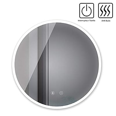 SOGOO Nouvelle Génération 21W Circum 60cm(∅) Miroir Rond Mural Salle de Bains Avec Éclairage LED et Fonction Anti-Buée, Miroir Design Contemporain Intelligent Avec Interrupteur Tactile et Fonction Mémoire, Lumière Blanc Naturelle