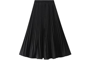 DISSA Jupe Mi-Longue Femme en Trapèze Jupe Taille Haute avec Couleur Solide Jupe Plissée pour Femme,SK8009