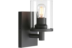 Yosoan Modern Glass Wall Sconce, Cylinder Up Wall Light Fitting for Kitchen, Restaurant, Living Room, Bedroom Bedside (Black)
