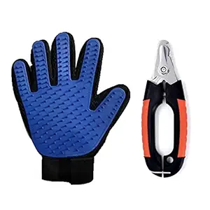 Emily Pets Combo of Glove with Lockable Grooming Nail Clipper Cutter Trimmer Or Shaper for Dog & Cat & Small Animals for All Breed