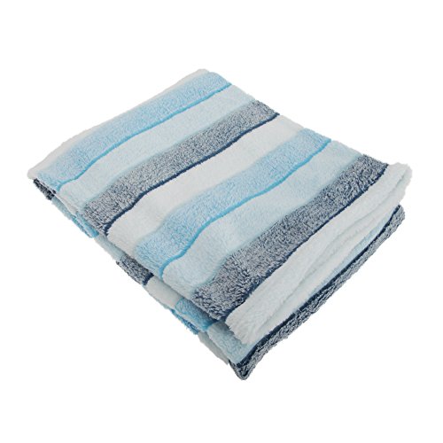 Baby Boys/Girls Striped Supersoft Fleece Wrap Blanket (75cm x 100cm) (Blue/Navy/White)