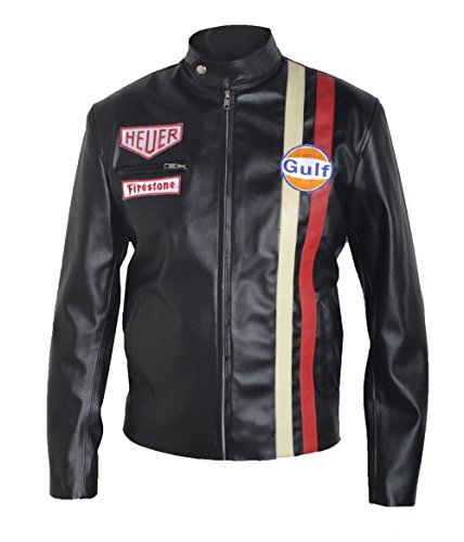 FWL Heuer golfo Steve McQueen Vintage Faux Leather Jacket XXS-5 x L Nero Nero X-Large per Le Taglia del Torace 112 cm