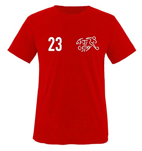 TRIKOT – SCHWEIZ – 23 – Kinder T-Shirt – Rot / Weiss Gr. 98-104