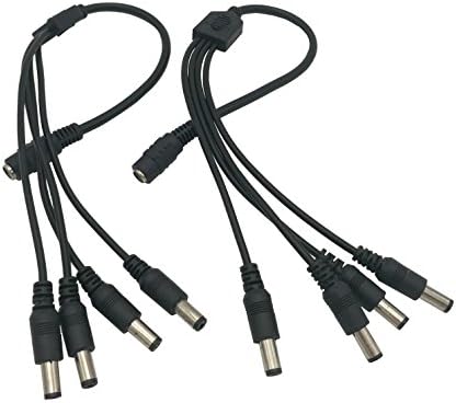 IKSACE DC Power Connector 1 Female to 4 Male 5.5mm X 2.1mm DC Splitter Cable,DC Power Supply Branch Cable for CCTV Camera,LED Strip Light DC Splitter(1 to 4,2pcs)