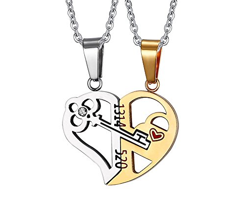 Preisvergleich Produktbild TopschnaeppchenDSH 2 Romantische Paarketten, Partner Schlüssel Zum Herzen Anhänger mit Kette, Sehr Hochwertig