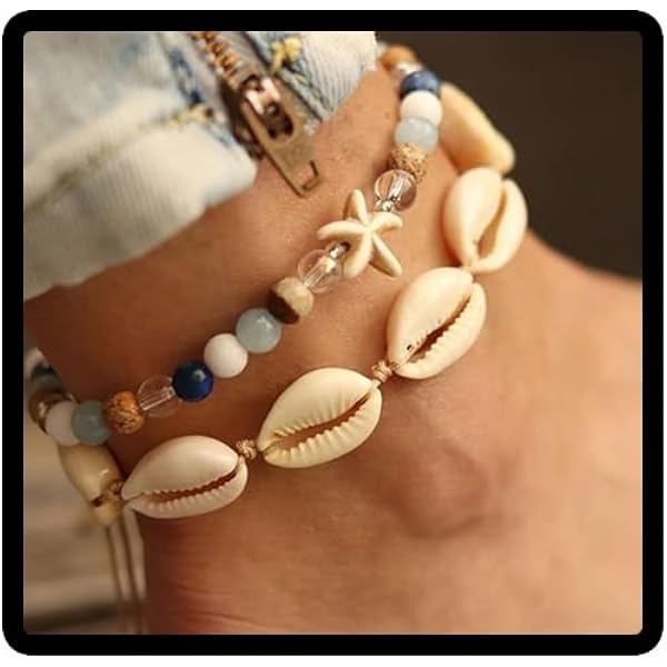 Bracelets De Cheville Bohèmes Perles Et Coquillages - Superposables, Ajustables, Bijoux Plage Pour Femme