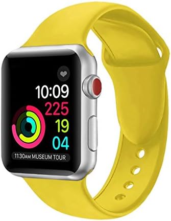 Apple Watch Strap 38mm,Soft Silicone Band Replacement Wrist Strap for Apple Watch Sport Series 3 Series 2 Series 1 (38mm Yellow)