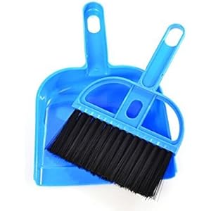 DOGGIE-DOGGIE Mini Besen und Kehrschaufel Set, Käfigreiniger für Reptil, Igel, Hamster, Degus, Chinchilla, Meerschweinchen und andere Kleintiere, Reinigung für Tierabfälle, Haustierlager, Haustierkäfig. (20*13cm, Blau)