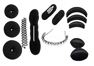 Dekmy Hair Plastic Accessories Style Kit/Ban/Donut/Magic Puff (Pack of 9)