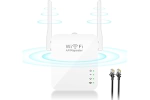 GREATZER WiFi Extender Booster 300Mbps Wireless Internet 2.4GHz with Long Range High Gain 2 Antennas WiFi Repeater Fast Speed Signal Amplifier with RJ45 Cable, Access Point, WPS, USB & LAN, Easy Setup - white