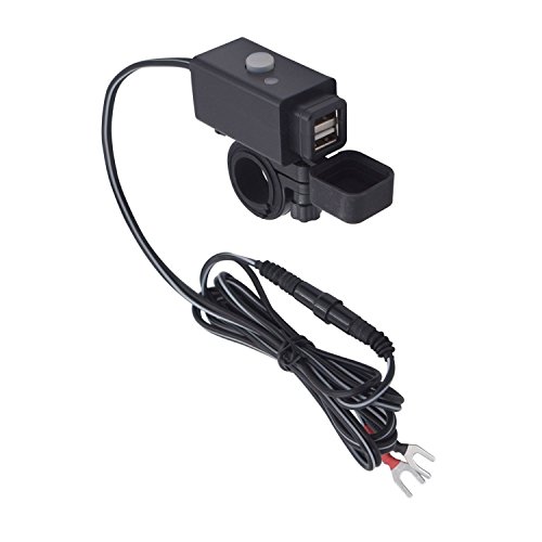 YGL Impermeable Cargador USB de Motocicleta con Interruptor de Encendido Puertos Duales de 5V