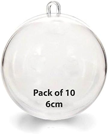 Pack of 10 Clear Plastic Craft Ball Acrylic Transparent Sphere Christmas Baubles 7 sizes Available by KTLShop (6cm)