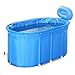 Produktbild Kinderbecken Edelstahl-Pool Doppel-Baby-Pool Baby-Badewanne Erwachsene Badewanne Eimer Klappbecken, blau, 110 * 60 * 60cm