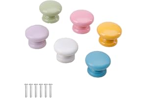 yufana Achengqi 6 Pezzi Manopola del Cassetto Colorata Pomello del Cassetto in Legno Massello Pomello per Mobili Manopola a Fungo per Armadi da Camera da Letto per Bambini Cassetti per Soggiorno