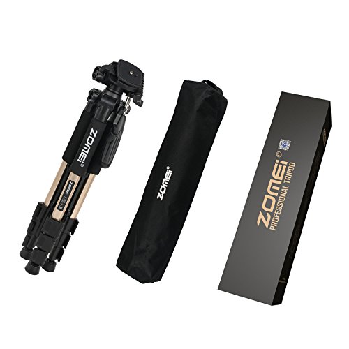 ZOMEI Q111 Tr  pied Appareil Photo Portatif L  ger Professionnel en Aluminium avec un sac de transport et D  gagement Rapide 1 4  pour Canon   Nikon   Sony et autres Reflex Num  riques Or 