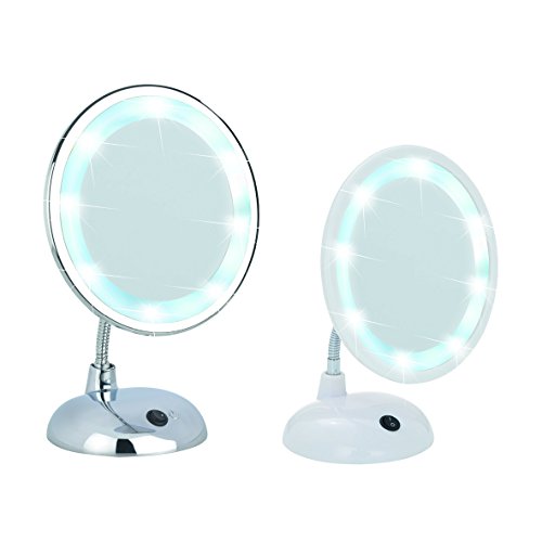 WENKO 3656440100 LED Kosmetikspiegel Style Chrom – Standspiegel, Kunststoff, 17.5 x 28 x 12 cm, Chrom - 3