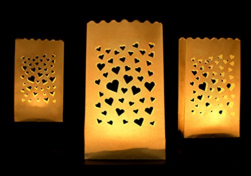 10 x Lichtertüten Windlicht Lichttüte Lichtüten Lichtertüte mit Herz Herzmotiv - 2