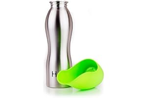 H2O4K9 H2O4 K9 Stainless Steel Dog Water Bottle and Travel Bowl, Green, 25 Oz
