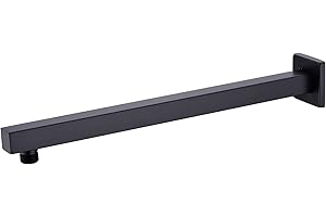 VIGIME 16 Inch Shower Arm, Rain Shower Head Extension Extender with Flange and Teflon Tape, Made of Thicken Stainless Steel for Bathroom Rainfall Showerhead (Matte Black)