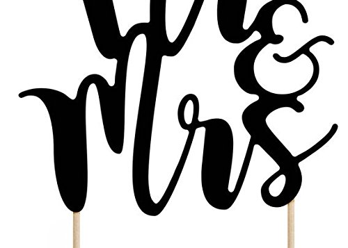 1 Stück Cupcake-Topper ‚Mr & Mrs‘, schwarz, Papierartikel auf Holzstäbchen - 2