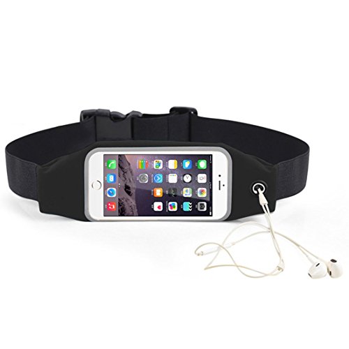 Skitic Anti Sudore Marsupio Cintura Sportiva Impermeabile Elastico e Regolabile Marsupio Porta Cellulare per Telefoni Cellulari 5,5-6,0 pollici (Apple iPhone 6 Plus/ 6S Plus/ 7 Plus, Samsung Galaxy S7 Edge, Galaxy Note 2/3/4/5...), Grande per Corsa, Jogging, Passeggiate, Trekking, Mountain Bike, Yoga, Viaggiare e Altre Attività all'aperto - Nero