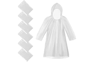 CHGANG Disposable Rain Ponchos-6 Pack Poncho Waterproof Adult Emergency Raincoats Rain Poncho Adult Rain Coats With Hood And Sleeves Ideal For Festivals, Camping, Fishing