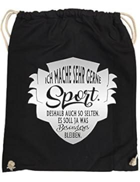 Comedy Bags - Ich mache sehr gerne sport deshalb auch so selten - hipster Turnbeutel, bedruckter Gymbag aus 100...