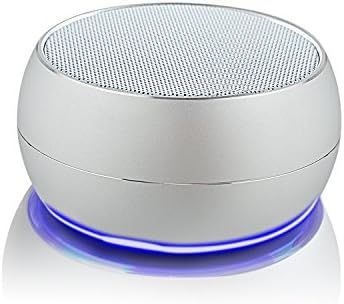 Aznoi Mini Wirless Bass Speaker, Portable Bluetooth Speaker Bluetooth 4.1 Stereo Speaker with LED Light, Built-in Microphone, Support Handsfree / FM Radio/ 32GB TF Card / AUX-in (Silver)