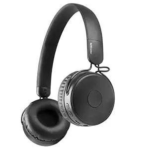 Portronics Muffs M POR-317 Wireless Bluetooth 5.0 Stereo On-Ear Headphones with Immersive Stereo Sound, Hands Free Mic & AUX Port (Black)