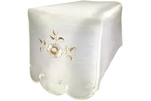 Seaquin Flora Chair Arm Covers (pairs) and Chair Backs (single) Embroidered with Pink, Lemon, Beige or Lilac Flower Design on Cream (Beige, Arm Covers (10036))