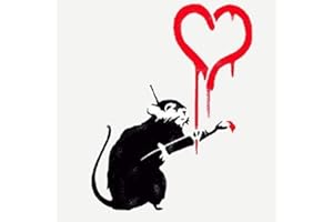 IDEAL STENCILS Banksy Ratte Graffiti Schablone - Ratte Malen Herz/Wiederverwendbar Wohndeko & Kunst Handwerk Malerei Schablone - semi-transparent Schablone, M/ 25X33CM