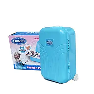 INDIAN LIFESTYLE 2 in 1 Cosmetic Makeup Palette And Nail Art Kit For Kids With Portable Trolly Bag Pretend Play Toy For Girls (BLUE)