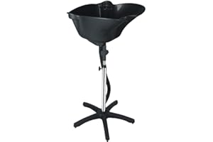 EURHOMEPLUS Lavabo da parrucchiere, regolabile in altezza, lavabo retromarcia, con tubo flessibile e stabile telaio di supporto (nero)