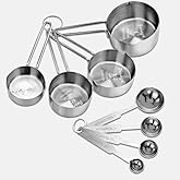 Parage Stainless Steel Measuring Cups & Spoon Combo for Dry or Liquid/Kitchen Gadgets/Cooking & Baking/Stackable Professional
