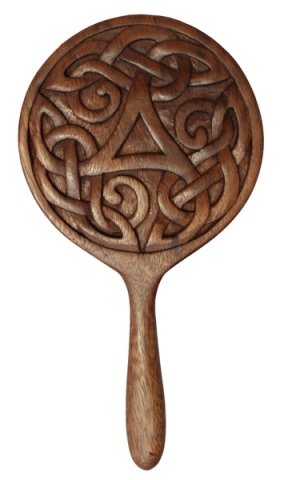 Hand Spiegel ~ ALESIA ~ Triskele - mit keltischen Knoten - Holz (hk104)