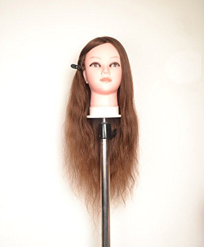 amazon finest 22'' 100% Real Human Hair, Female Barber Hairdresser Hair Hairdressing Hair Cutting Student Practice Training Head Doll Mannequin