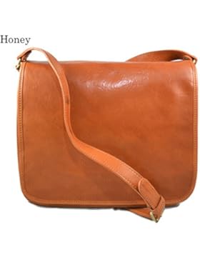Leder herren aktentasche messenger honig ledertasche umhangetasche schultertasche tragetasche made in Italy damen...