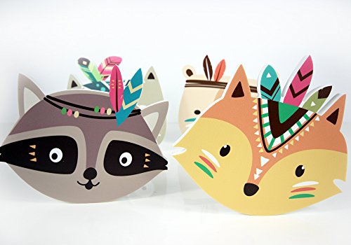 Wanddeko in 3D für das Kinderzimmer *** NEUHEIT ***- 4er-Set mit 3D-Effekt -Süße farbige Indianer Tierköpfe in TOP Qualität auf 10mm starken Platten – MADE IN GERMANY - 7