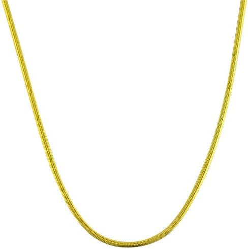 3mm thick 18K gold plated on solid sterling silver 925 Italian round SNAKE chain necklace chocker bracelet anklet lobster claw clasp jewellery - 6 8 10 12 14 16 18 20 22 24 26 28 30 32 34 36 38 40"