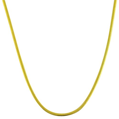 3mm thick 18K gold plated on solid sterling silver 925 Italian round SNAKE chain necklace chocker bracelet anklet lobster claw clasp jewellery - 6 8 10 12 14 16 18 20 22 24 26 28 30 32 34 36 38 40"
