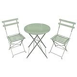  Bentley - Set de 3 Muebles para jardín - Mesa y 2 sillas metálicas - Estilo bistró - Verde y Azul - Verde