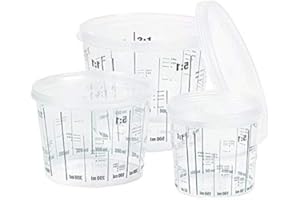 LADY'S LINE ABRA COLOR TAZZA GRADUATA CON COPERCHIO IN PLASTICA PER UTILIZZO PROFESSIONALE CONSERVAZIONE VERNICI LIQUIDI CARROZZERIA (10 Tazze + 10 Coperchi da 0,750 lt)