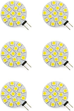 G4 Bi Pin Lamp LED Light Bulb Side Mount 2 Pin 12V 24V 8V 30V Replacement for Halogen Lamp of Interior Bulbs of Boats Yacht Bus Campers RV & Any Low Volt Home Lightings - Pure White, 3.75W (Pack of 6)