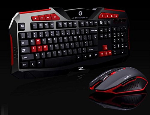 Zolimx 2.4G Wireless Gaming Tastatur und Maus Set nach Multimedia Computer Gamer (Schwarz)